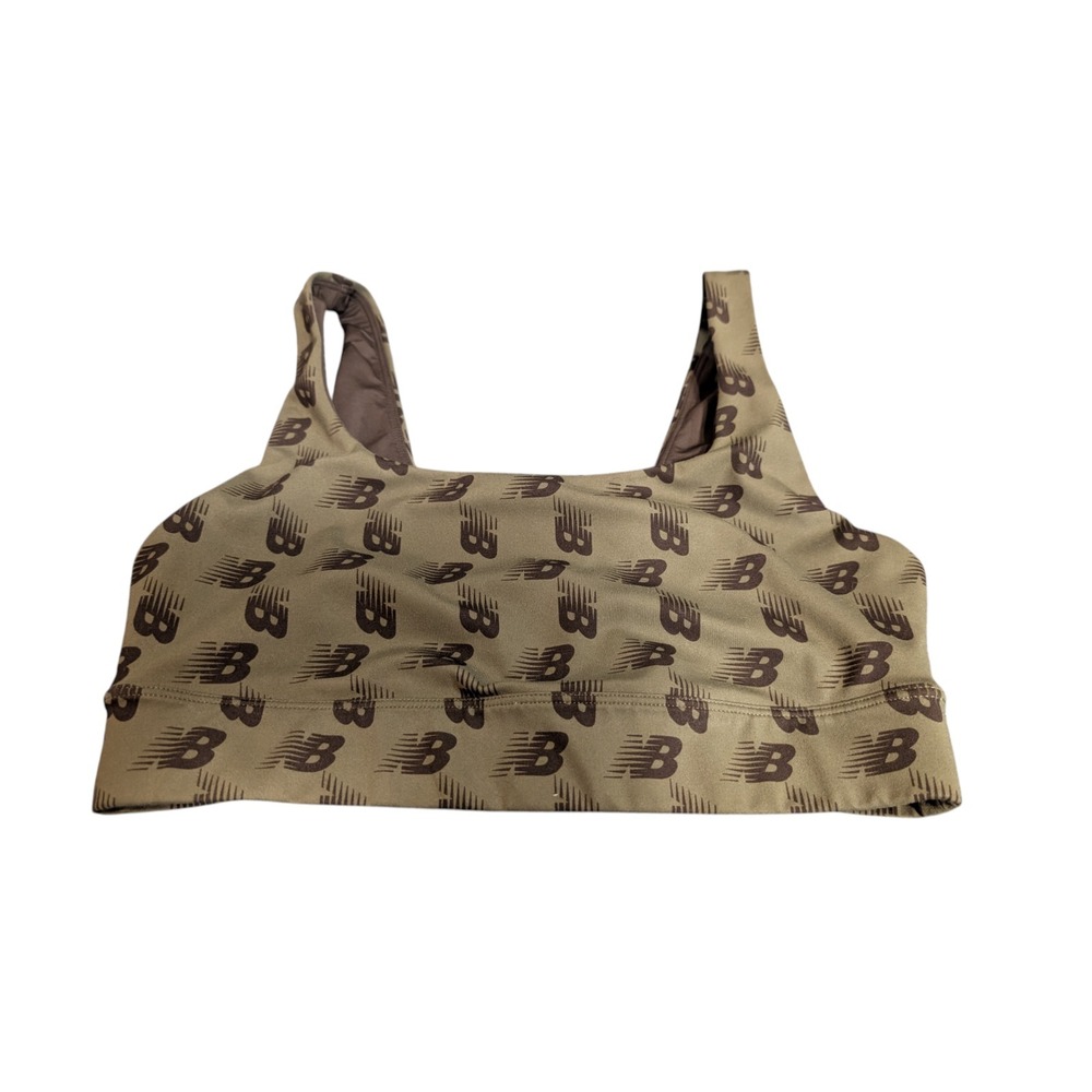 New Balance Bandier Tan Monogram Sports Bra Suze Small‎